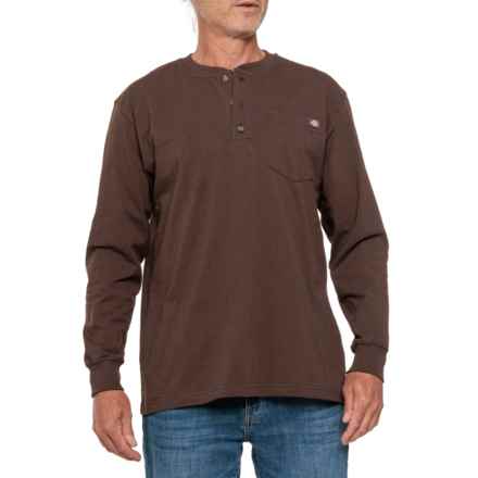 Dickies Heavyweight Henley T-Shirt - Long Sleeve in Chocolate Brown