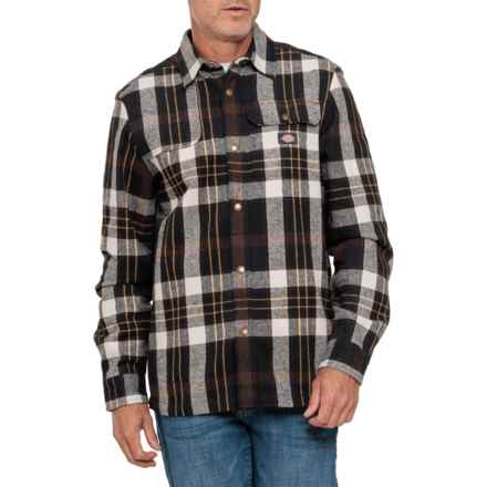 Dickies Nimmons Heavyweight Plaid Flannel Shirt - Snap Front, Long Sleeve in Dark Plaid