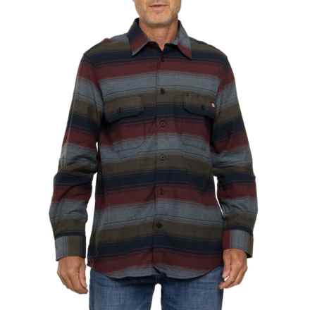 Dickies Regular Fit Flex Flannel Shirt - Long Sleeve in Brick Olive/Blanket Stripe