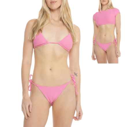 DIPPIN DAISYS Joni Bikini and Rash Guard Set - 3-Piece, Short Sleeve in Bubblegum Waffle