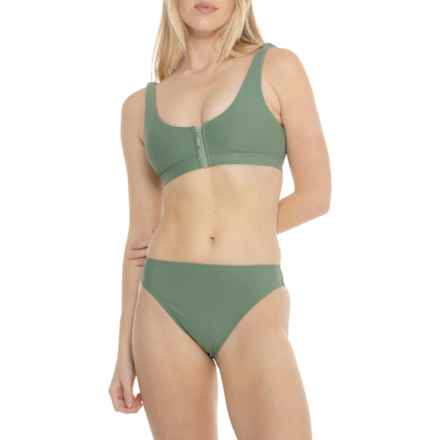 DIPPIN DAISYS Wave Zipper-Front Bikini Set in Avocado Mini Rib