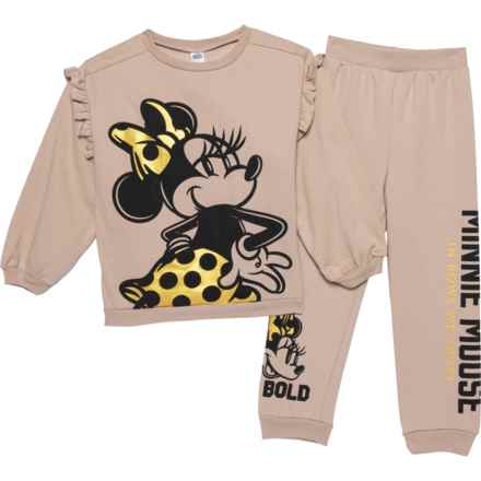 Disney Little Girls Minnie Mouse Sweatshirt and Jogger Set in Brown