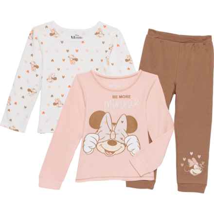 Disney Little Girls Thermal Shirt, Shirt and Pants Set - 3-Piece, Long Sleeve in Mauve