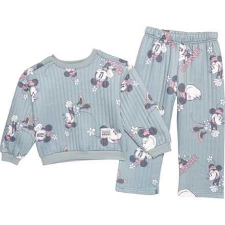 Disney Toddler Girls Minnie Mouse Ribbed Sweatshirt and Pants Set in Multi