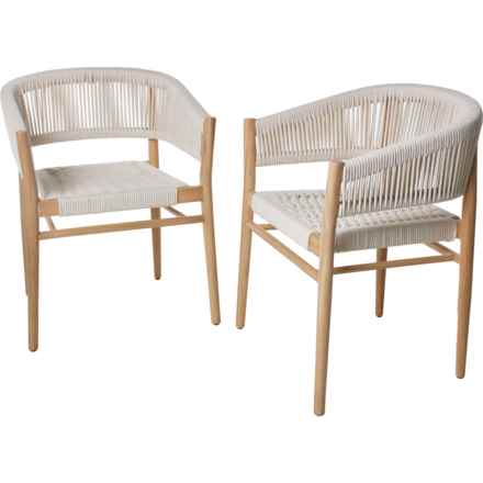 DKNY Indoor Scandi Rope Dining Chairs - Set of 2, 39.75x23x24.25” in Cream/Light Oak