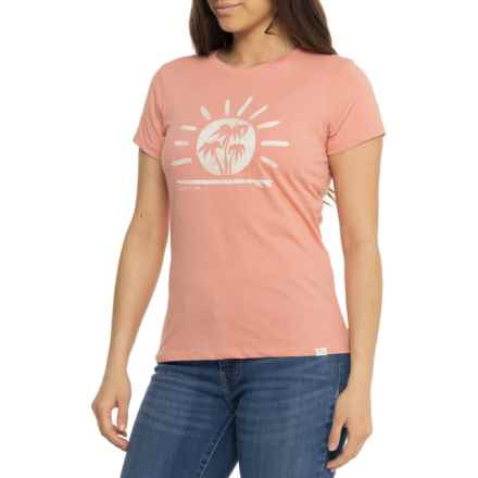 DNU - MOUNTAIN & ISLES Radiant Sun & Palm Trees Graphic T-Shirt - Short Sleeve in Lobster Bisque Heather