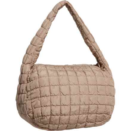 DO EVERYTHING IN LOVE Large Quilted Tote Bag in Beige