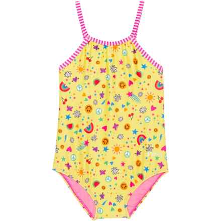 Dolfin Little Girls Mixed Print One-Piece Swimsuit - UPF 50+ in Smile