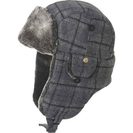 Dorfman Hat Co. Plaid Short Ear Flap Trapper Hat (For Men) in Charcoal