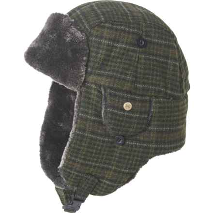 Dorfman Hat Co. Plaid Short Earflap Trapper Hat (For Men) in Olive