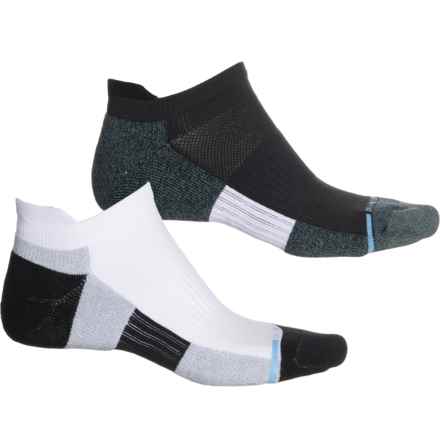 DR MOTION Color-Block Everyday Compression Socks - 2-Pack, Ankle (For Men) in Wht/Blk