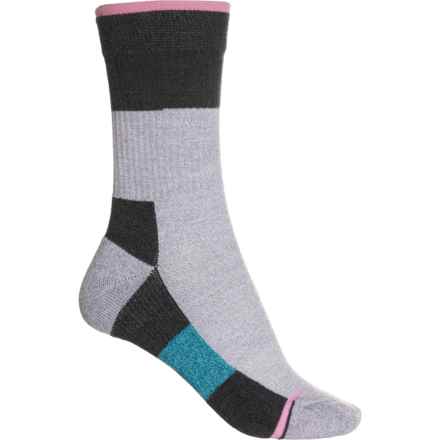 DR MOTION Color-Block Outdoor Compression Socks - Crew (For Women) in Light Grey Marl