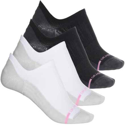 DR MOTION Everday Basic Compression Liner Socks - 4-Pack, Below the Ankle (For Women) in White Black