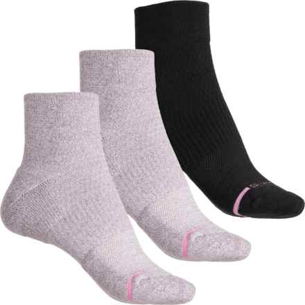 DR MOTION Everyday Basic Compression Socks - 3-Pack, Quarter Crew (For Women) in Blk/Gry
