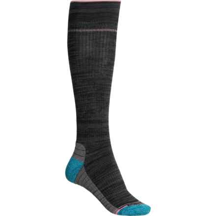 DR MOTION Everyday Striped Outdoor Compression Socks - Over the Calf (For Women) in Charcoal