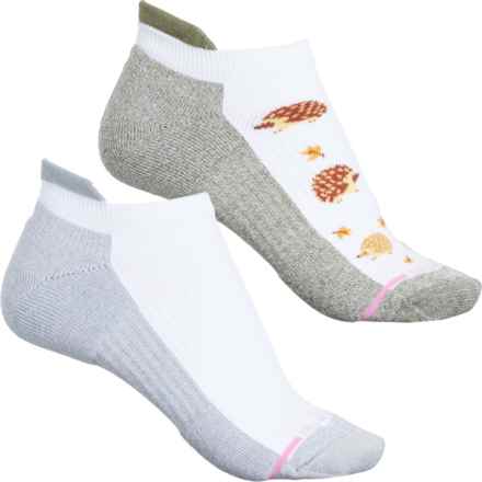 DR MOTION Hedgehog Everyday Compression Socks - 2-Pack, Ankle (For Women) in White/Green