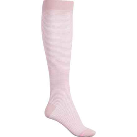 DR MOTION Micro Stripe Compression Socks - Over the Calf (For Women) in Dusty Pink