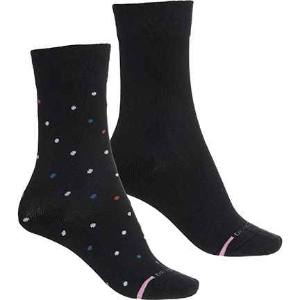 DR MOTION Multi Dots Diabetic Socks - 2-Pack, Crew (For Women) in Black