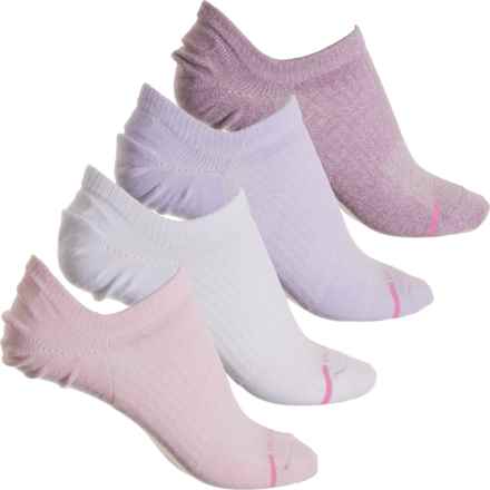 DR MOTION Solid Everyday Compression Liner Socks - 4-Pack, Below the Ankle (For Women) in Pink
