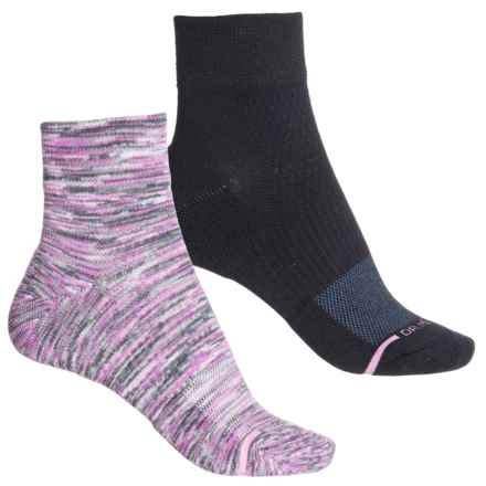 DR MOTION Space-Dye Compression Socks - 2-Pack, Quarter Crew (For Women) in Berry/Black
