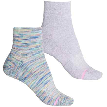 DR MOTION Space-Dye Compression Socks - 2-Pack, Quarter Crew (For Women) in Blue Multi