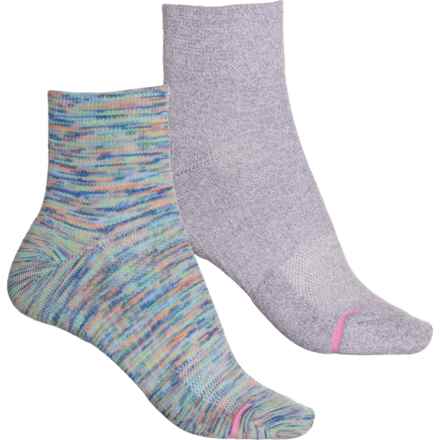 DR MOTION Space-Dye Compression Socks - 2-Pack, Quarter Crew (For Women) in Blue Multi