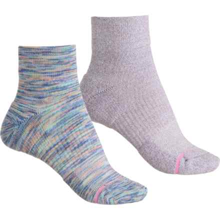 DR MOTION Space-Dye Compression Socks - 2-Pack, Quarter Crew (For Women) in Blue Multi