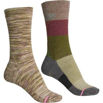 DR MOTION Space-Dye Everyday Compression Socks - 2-Pack, Crew(For Women) in Olive