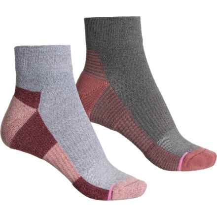 DR MOTION Stripe Outdoor Compression Socks - 2-Pack, Quarter Crew (For Women) in Grey Marl