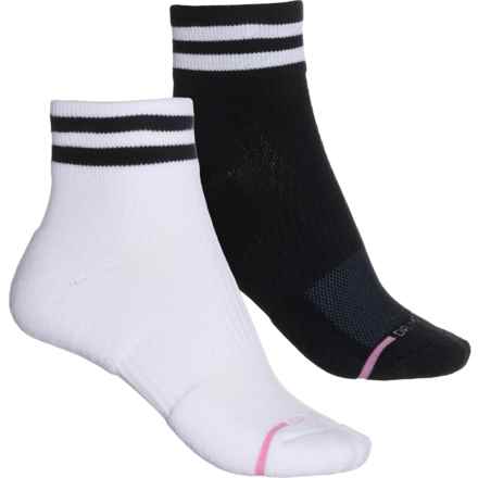 DR MOTION Varsity Stripe Compression Socks - Quarter Crew (For Women) in White/Black