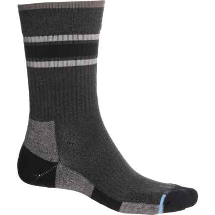 DR MOTION Varsity Stripe Outdoor Socks - Crew (For Men) in Charcoal Marl