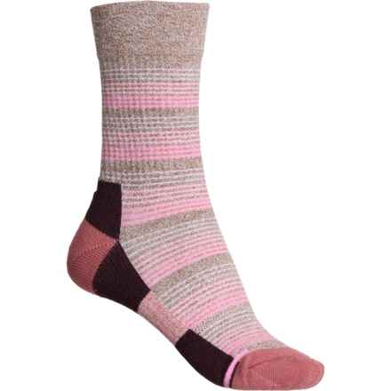 DR MOTION Waterfall Stripe Outdoor Socks - Crew (For Women) in Oat Marl