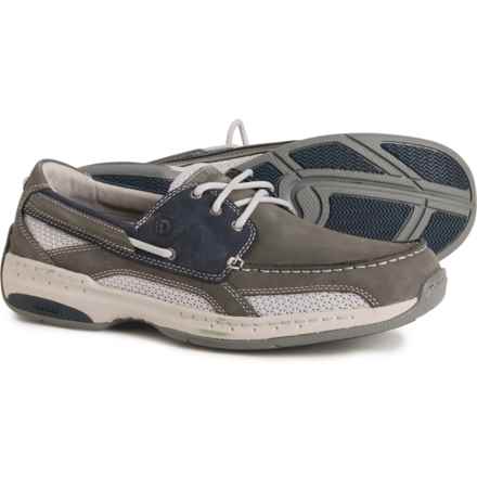 Dunham Captain Boat Shoes - Leather (For Men) in Grey/Navy Nbk