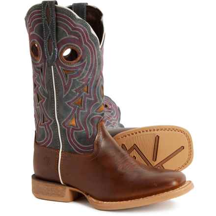 Durango Lady Rebel Pro 12” Ventilation Western Boots - Leather (For Women) in Golden Brown/ Periwinkle