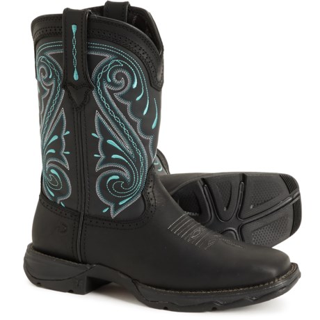 Durango Lady Rebel Western Boots - Leather, Square Toe (For Women) in Black/ Teal