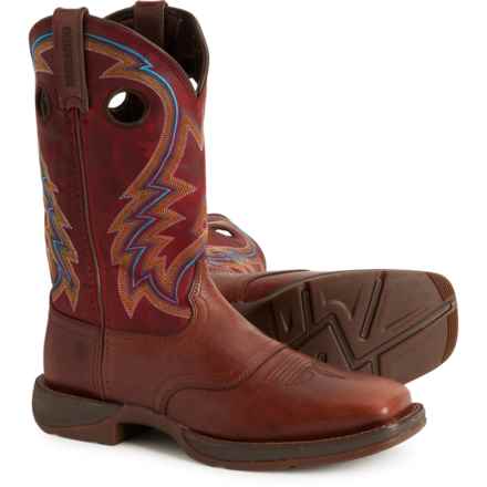 Durango Rebel Western Boots - Leather, Square Toe (For Men) in Burnished Pecan/ Fire Brick