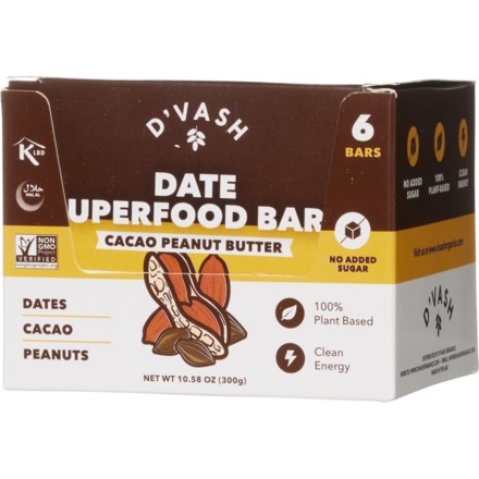 D'Vash Cacao Peanut Butter Date Bars - 6-Count in Multi