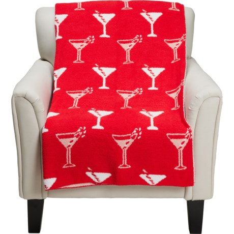 Dwell Holiday Peppermint Martini Plush Throw Blanket - 950 gsm, 50x70” in Red