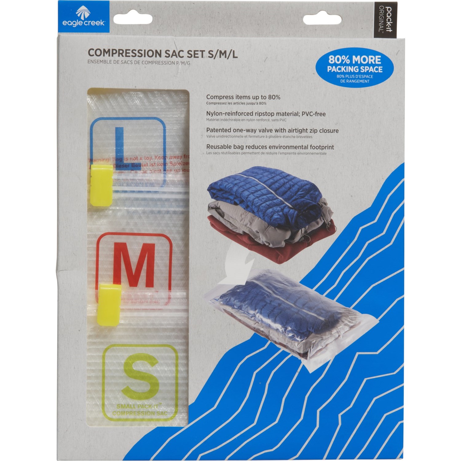 Eagle Creek Pack It Compression Sac Set 3 Piece Clear Save 50