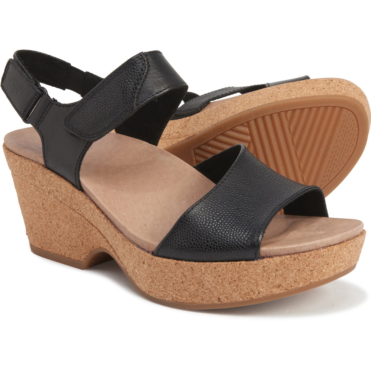 earth leather wedge sandals