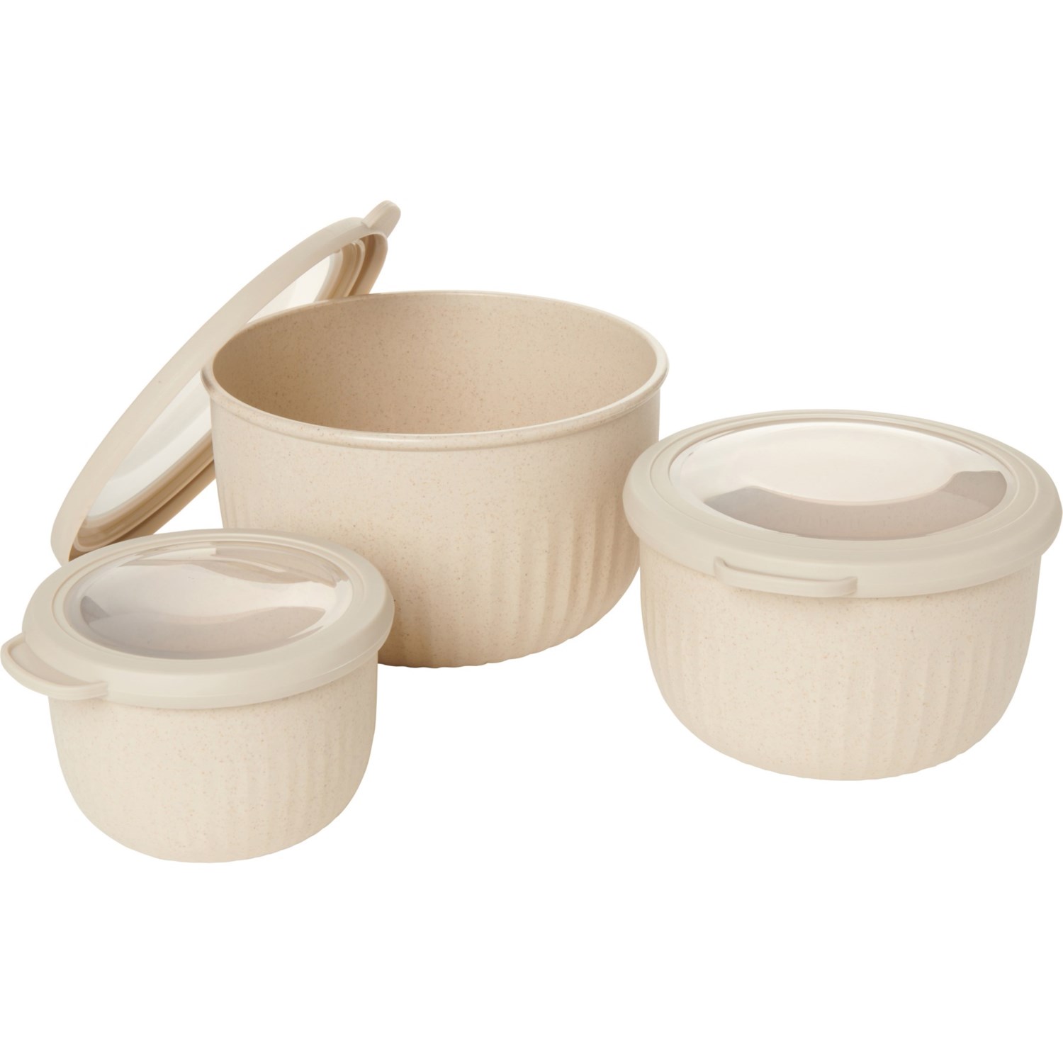 Eco Nesting Microwave Bowls With Clear Lids - 3-piece, Beige - Save 23%