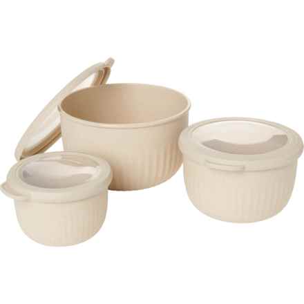 ECO Nesting Microwave Bowls with Clear Lids - 3-Piece, Beige in Beige