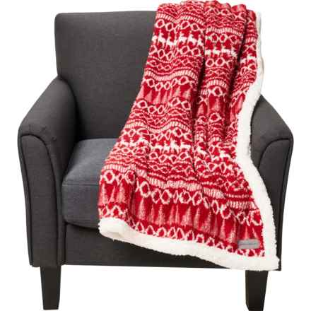 Eddie Bauer Alpine Fair Isle Sherpa Reversible Throw Blanket - 50x60” in Red/White