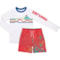Eddie Bauer Big and Little Boys Rash Guard and Swim Trunks Set - Long Sleeve in Fusion Coral