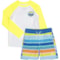 Eddie Bauer Big and Little Boys Rash Guard and Swim Trunks Set - Long Sleeve in Lime