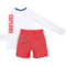 8KXYP_2 Eddie Bauer Big and Little Boys Rash Guard and Swim Trunks Set - Long Sleeve
