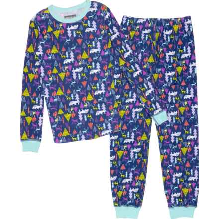 Eddie Bauer Big and Little Girls Cotton Pajamas - Long Sleeve in Navy