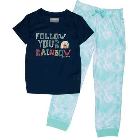 Eddie Bauer Big and Little Girls Loose Fit Pajamas - Short Sleeve in Bright Navy