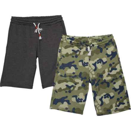 Eddie Bauer Big Boys Camp Shorts - 2-Pack in Charcoal Heather/Camo