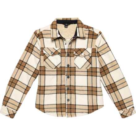 Eddie Bauer Big Boys Plaid Fleece Shirt Jacket - Shearling Lined in Wheat